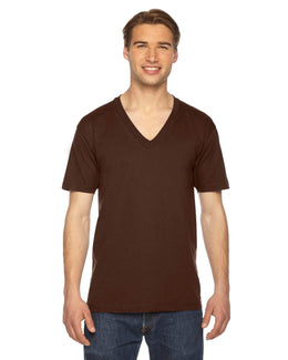 American Apparel Unisex Fine Jersey Short Sleeve V-Neck T-Shirt | Brown