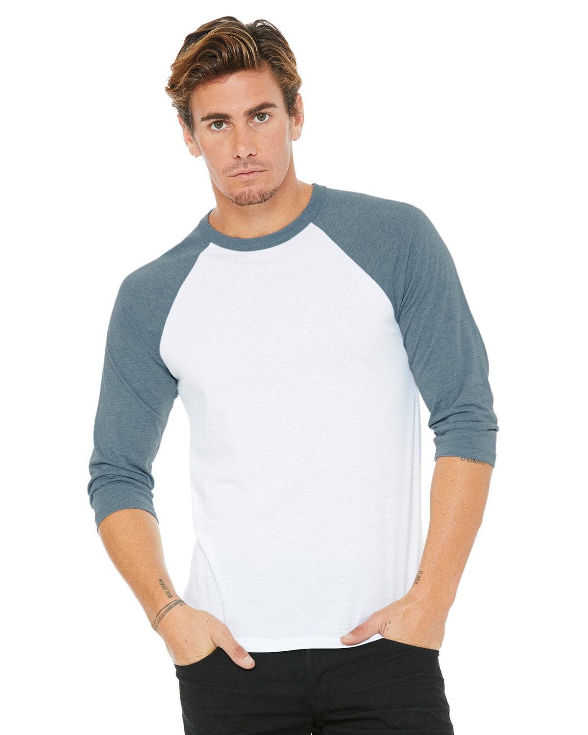Triblend BELLA+CANVAS® Unisex 3/4 Sleeve Baseball T-Shirt-Blank