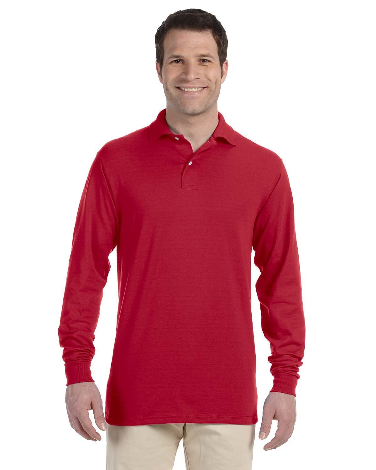 mens red long sleeve polo