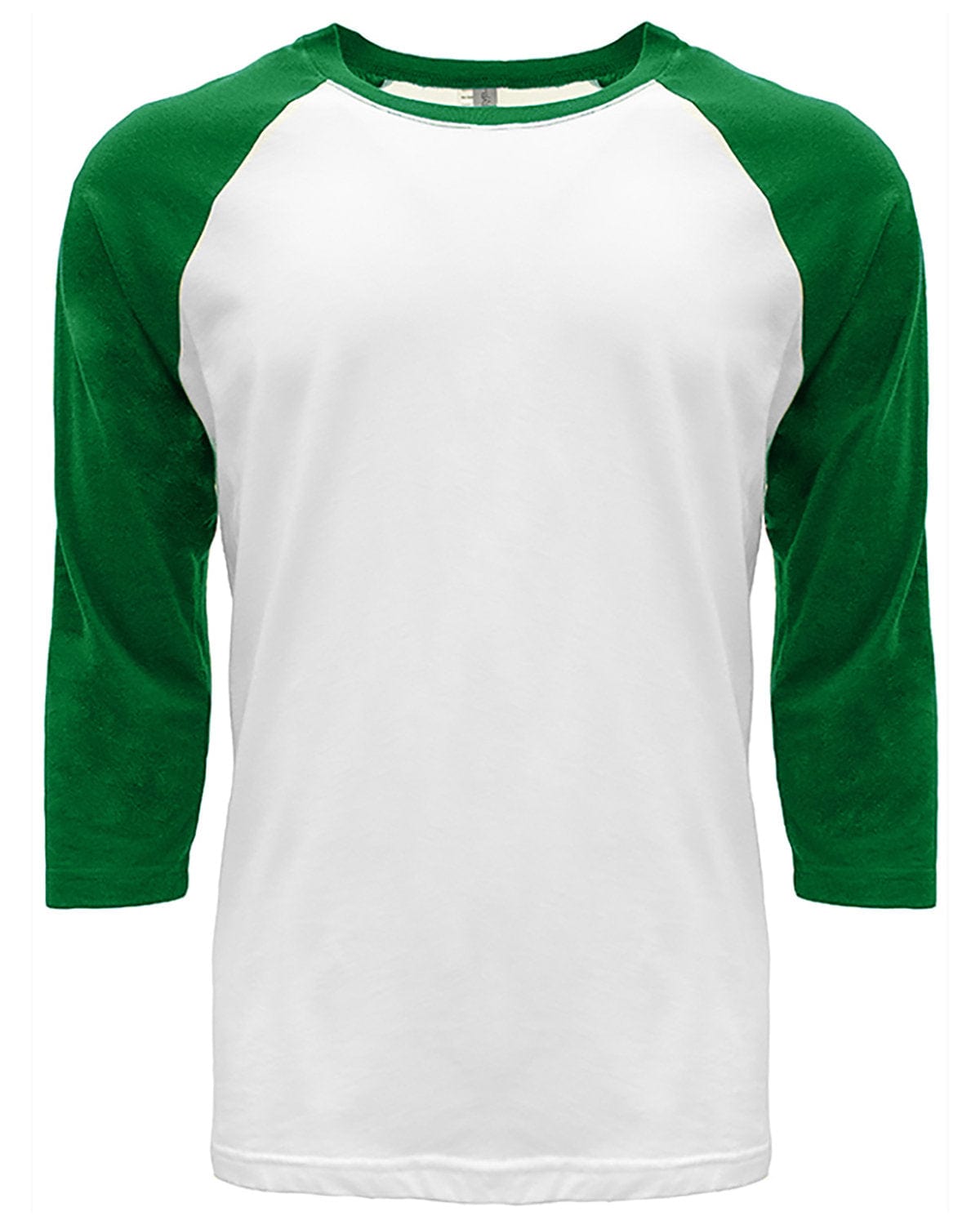 Next Level Unisex CVC 3/4 Sleeve Raglan Baseball T-Shirt Kelly Green/ Wht