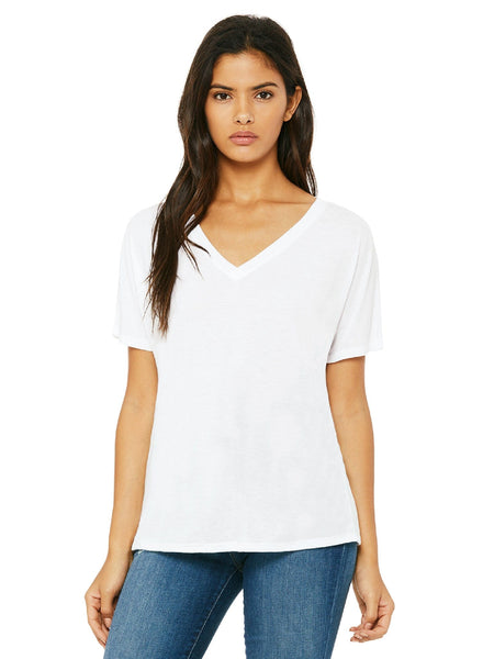 Bella+Canvas Ladies Flowy Simple V-Neck T-Shirt – CheapesTees