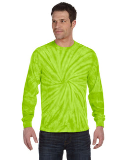 Tie-Dye 100% Cotton Long Sleeve Tie-Dyed T-Shirt | Spider Lime