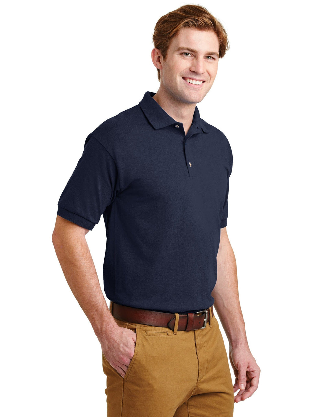 Polo Shirt White and Navy Blue Cotton Jersey