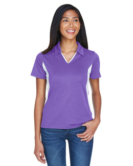 Harriton Ladies Side Block Micro-Pique Polo Shirt | Team Purple/ Wht