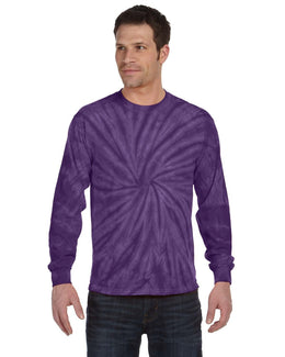 Tie-Dye 100% Cotton Long Sleeve Tie-Dyed T-Shirt | Spider Purple