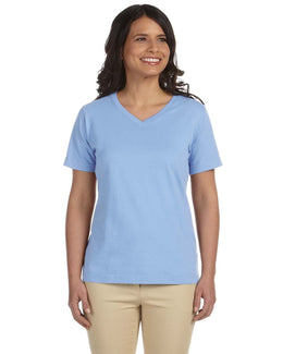 LAT Ladies Combed Cotton V-Neck T-Shirt | Light Blue