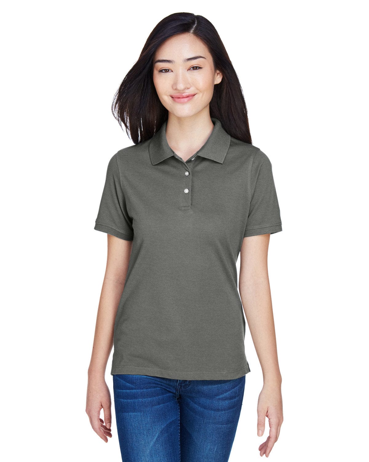 Dark grey sale women's polo shirt