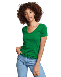 Next Level 1X1 Baby Ideal Camiseta con cuello en V para mujer, color verde  Kelly, talla M, Verde Kelly